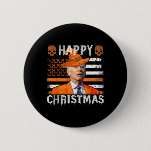 Joe Biden Happy Halloween  Happy Christmas US Flag 6 Cm Round Badge