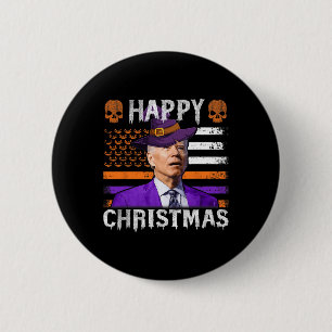 Joe Biden Happy Halloween Happy Christmas Us Flag  6 Cm Round Badge