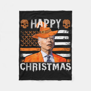 Joe Biden Happy Halloween Happy Christmas Us Flag Fleece Blanket