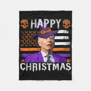 Joe Biden Happy Halloween Happy Christmas Us Flag Fleece Blanket