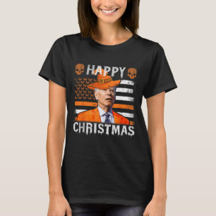 Joe Biden Happy Halloween Happy Christmas Us Flag T-Shirt