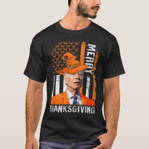 Joe Biden Happy Halloween Merry Thanksgiving Us Fl T-Shirt