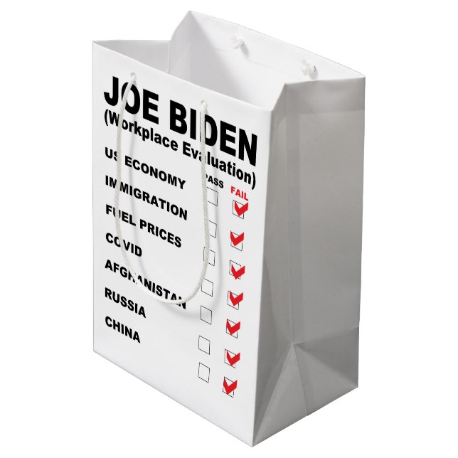 Joe Biden Job Evaluation Medium Gift Bag (Back Angled)