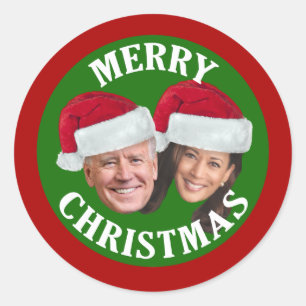 Joe Biden Kamala Harris 2020 w/ Santa Hats - Red Classic Round Sticker