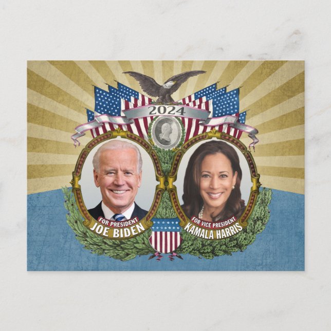 Joe Biden Kamala Harris 2024 - Jugate Photo Postcard (Front)