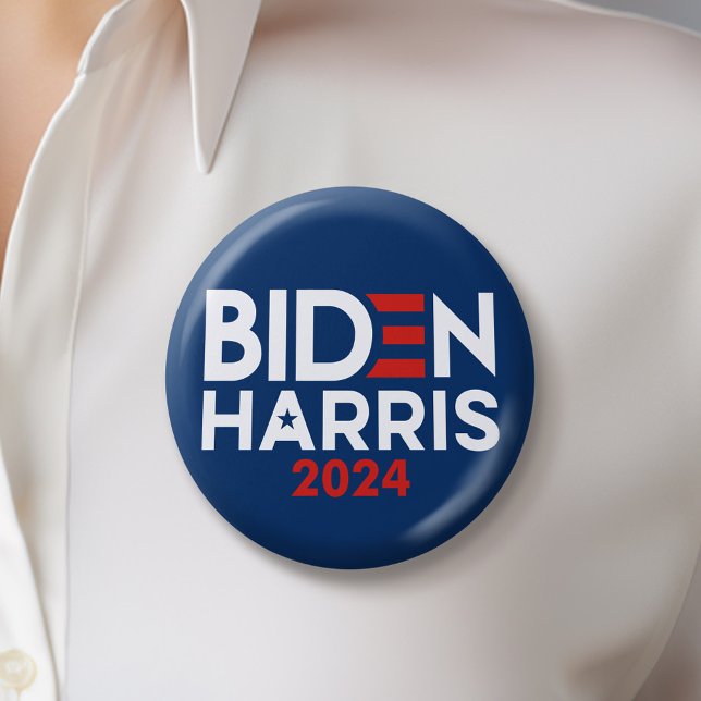 Joe Biden Kamala Harris 2024 Red white blue 6 Cm Round Badge (Biden Harris 2024 Button)
