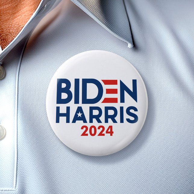 Joe Biden Kamala Harris 2024 Red white blue 6 Cm Round Badge (Biden Harris 2024 Button - Great Campaign and Rally button for the Next Election)