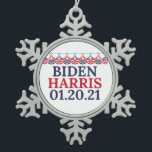 Joe Biden Kamala Harris Inauguration Day Snowflake Pewter Christmas Ornament<br><div class="desc">Celebate the Joe Biden Kamala Harris win with this cool red,  white,  blue American victory commemorative Christmas ornament. Order for the inauguration for the 2020 election. Features the inaugural date of January 20,  2021.</div>