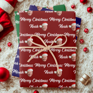 Joe Biden Merry Christmas   Custom Name Trendy Wrapping Paper Sheet