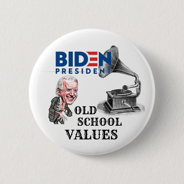 Joe Biden Old School 6 Cm Round Badge (Front)