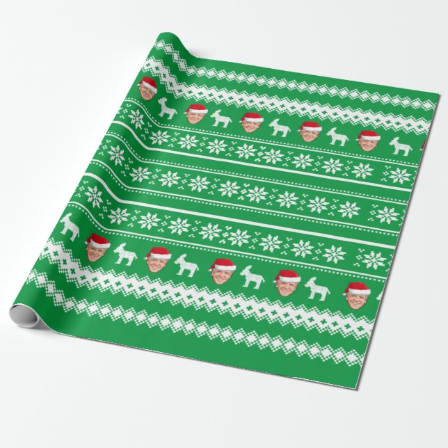 Joe Biden Pattern Holiday Wrapping Paper (Unrolled)