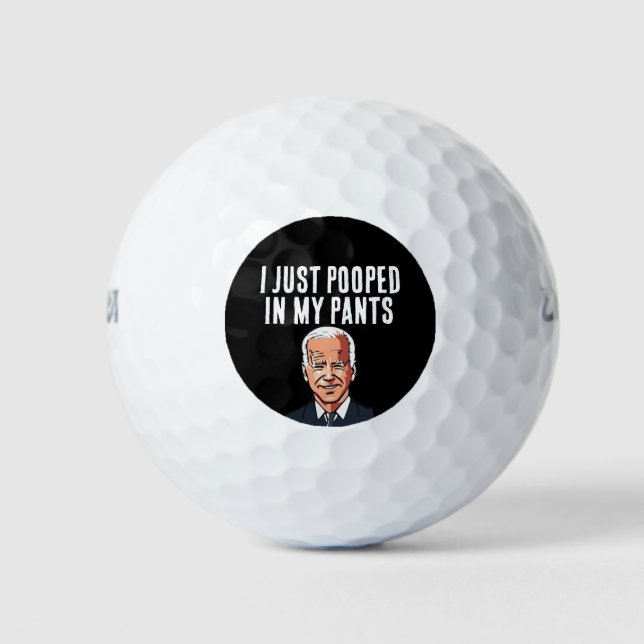 JOE BIDEN POOPED PANTS FUNNY GOLF BALLS (Front)