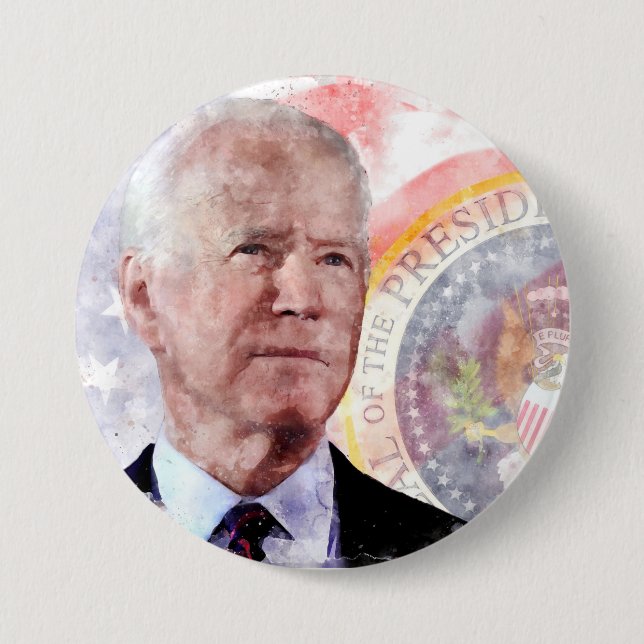 Joe Biden portrait, President of the United States 7.5 Cm Round Badge (Front)