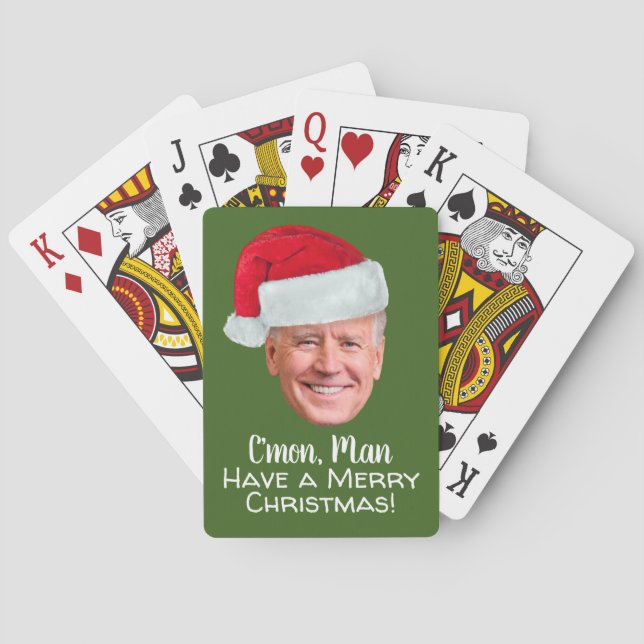 Joe Biden Santa Hat - C'mon Man Merry Christmas Playing Cards (Back)