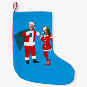 joe biden santa kamala harris blue christmas small christmas stocking