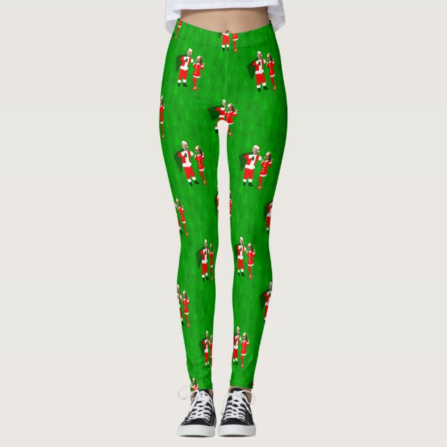 joe biden santa kamala harris christmas trees leggings (Front)