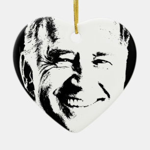 JOE BIDEN STAMP INK ART CERAMIC TREE DECORATION