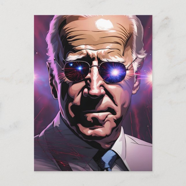 Joe Biden Sunglasses Purple Background Postcard (Front)