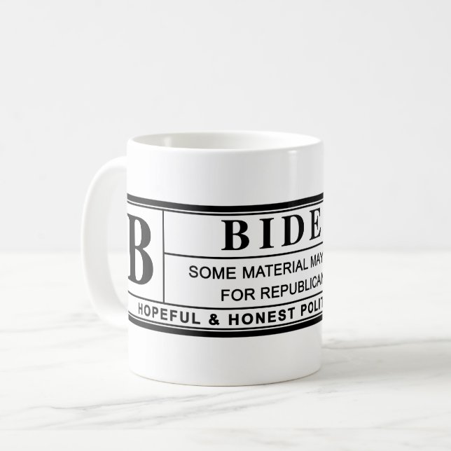 Joe Biden Warning Label Coffee Mug (Front Left)