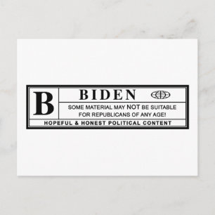 Joe Biden Warning Label Postcard