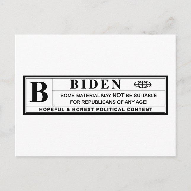 Joe Biden Warning Label Postcard (Front)