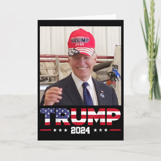Joe Biden Wearing A Trump Hat  Card