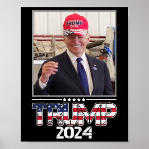 Joe Biden Wearing A Trump Hat Election 2024 Funny  Poster