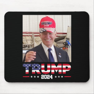 Joe Biden Wearing A Trump Hat  Mouse Mat