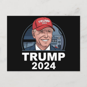 Joe biden Wearing A Trump Hat Postcard