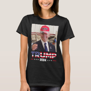 Joe Biden Wearing A Trump Hat T-Shirt