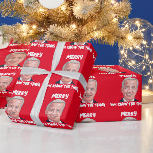 JOE BIDEN WEARING SANTA HAT THE THING WRAPPING PA PAPER