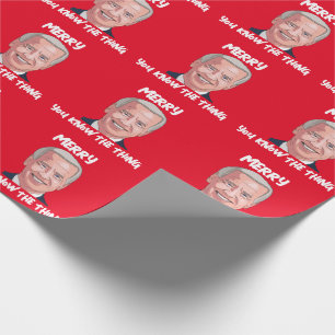 JOE BIDEN WEARING SANTA HAT THE THING  WRAPPING PAPER
