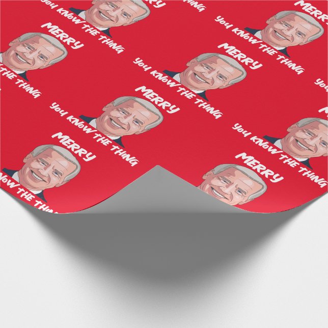 JOE BIDEN WEARING SANTA HAT THE THING  WRAPPING PAPER (Corner)