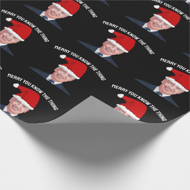 JOE BIDEN WEARING SANTA HAT THE THING  WRAPPING PAPER (Corner)