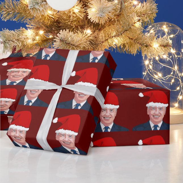 JOE BIDEN WEARING SANTA HAT WRAPPING PAPER (Holidays)