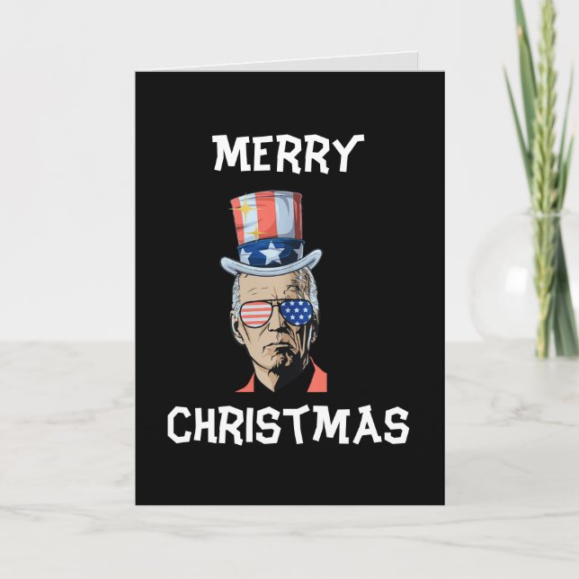 Joe Biden Xmas Merry Christmas Funny 4th Of July Holiday Card (Front)