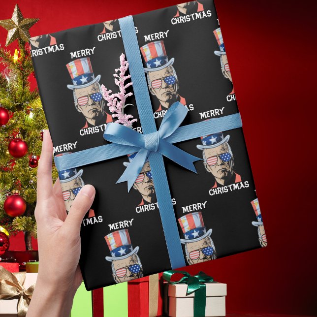 Joe Biden Xmas Merry Christmas Funny 4th Of July Wrapping Paper (Creator Uploaded)