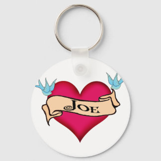 Joe - Custom Heart Tattoo T-shirts & Gifts Key Ring