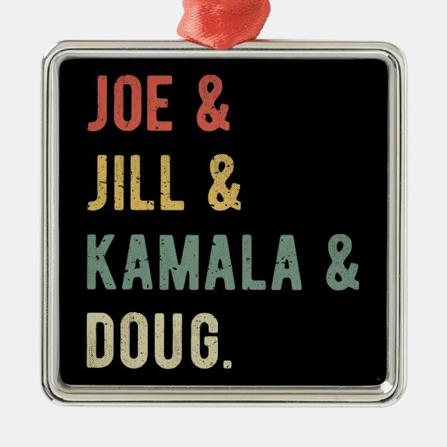 Joe & Jill & Kamala & Doug I Metal Tree Decoration (Front)