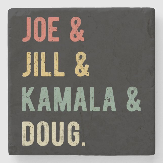 Joe & Jill & Kamala & Doug I Stone Coaster (Front)
