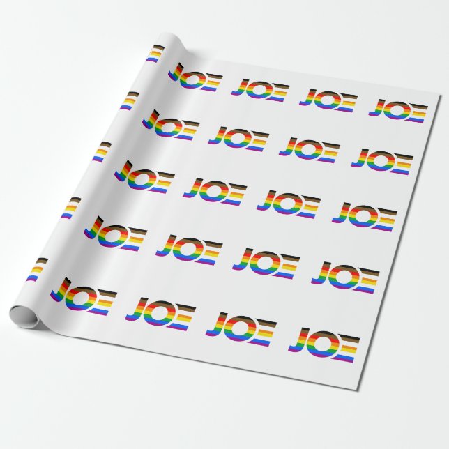 Joe LGBTQ Inclusive Pride Flag Wrapping Paper (Unrolled)
