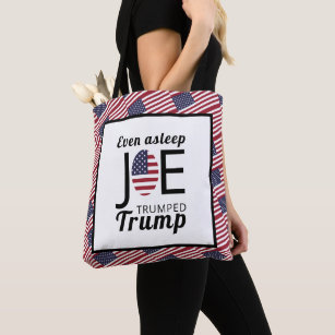Joe Trumped Trump, American Flag Tote Bag