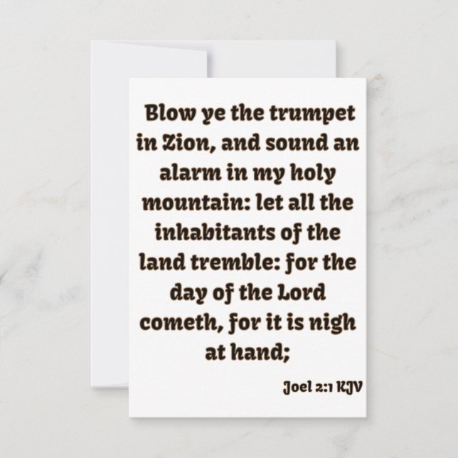 Joel 2:1 KJV Bible Verse Flat Greeting Card (Front)