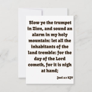 Joel 2:1 KJV Bible Verse Flat Greeting Card