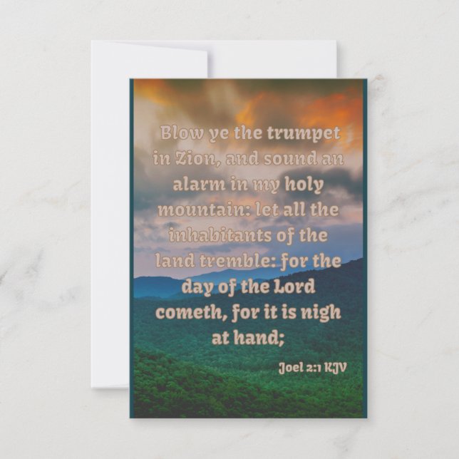 Joel 2:1 KJV Bible Verse Pic Flat Greeting Card (Front)