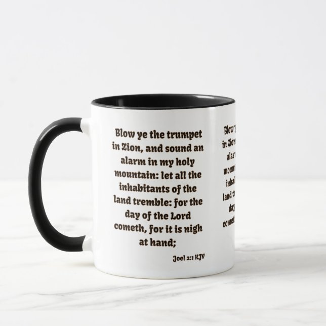 Joel 2:1 KJV Bible Verse Two-Tone Mug (Left)