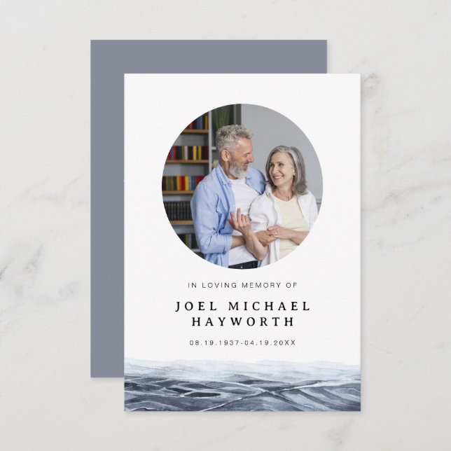 JOEL Minimalist Ocean Water Funeral Prayer Card (Front/Back)