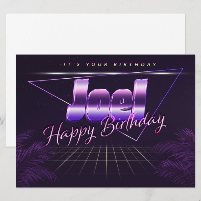 Joel Name First name lila retro card Birthday (Front/Back)