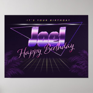 Joel Name Vorname lila retro Poster Geburtstag