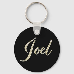 Joel Name whitegold Button Schlüsselanhänger Key Ring